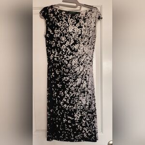 Ralph Lauren Black and White One Shoulder Sheath Dress